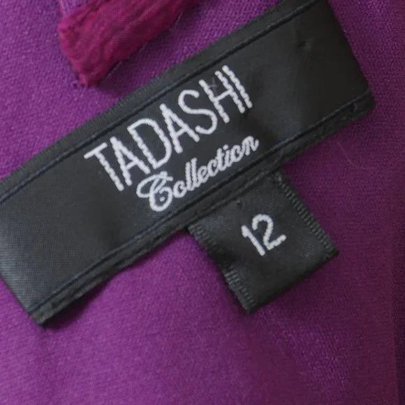 Tadashi Magenta Purple Silk Vintage Glamour Size 12 Layered Hem Retro Dress - Picture 2 of 11